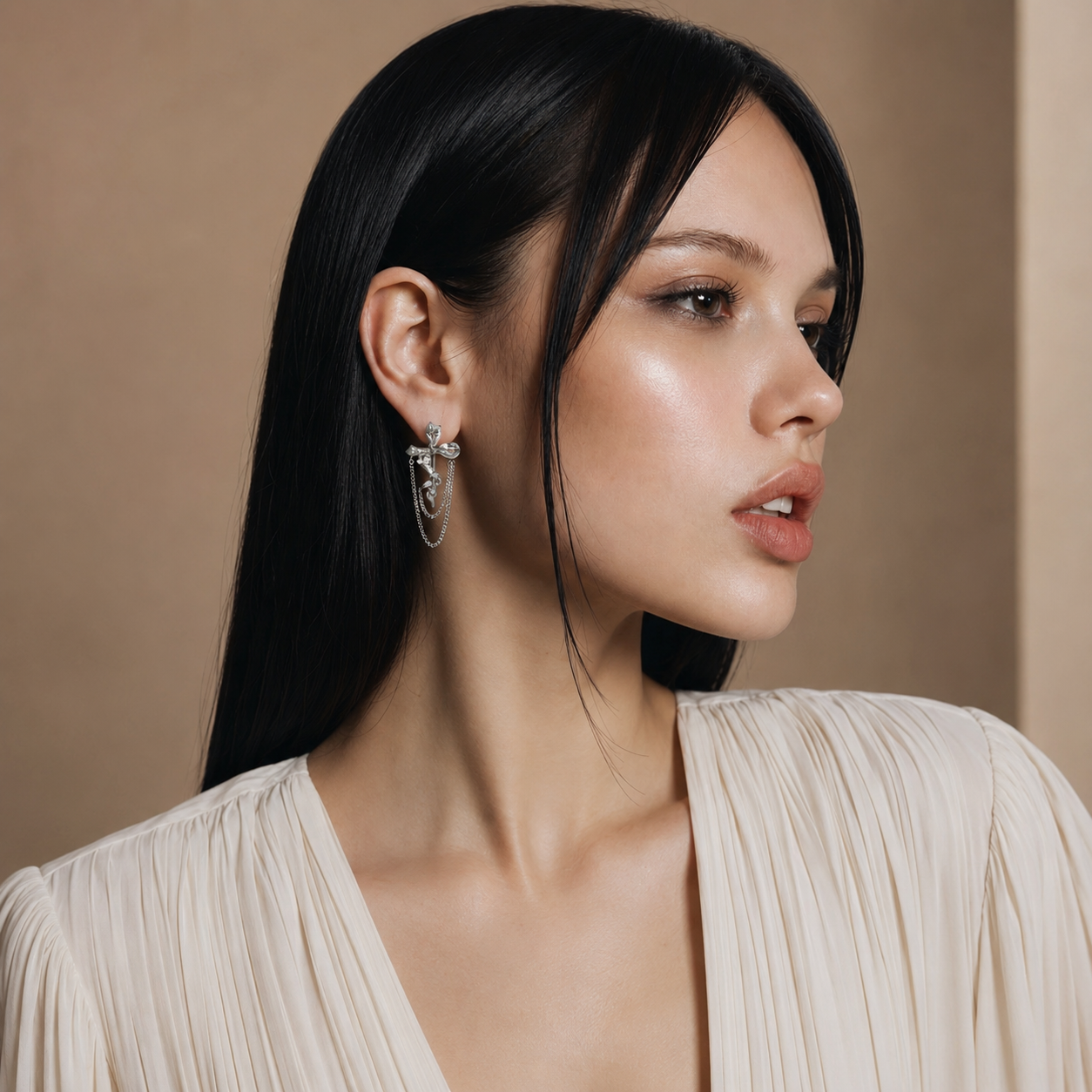 Serpentine Bow Chain Earrings