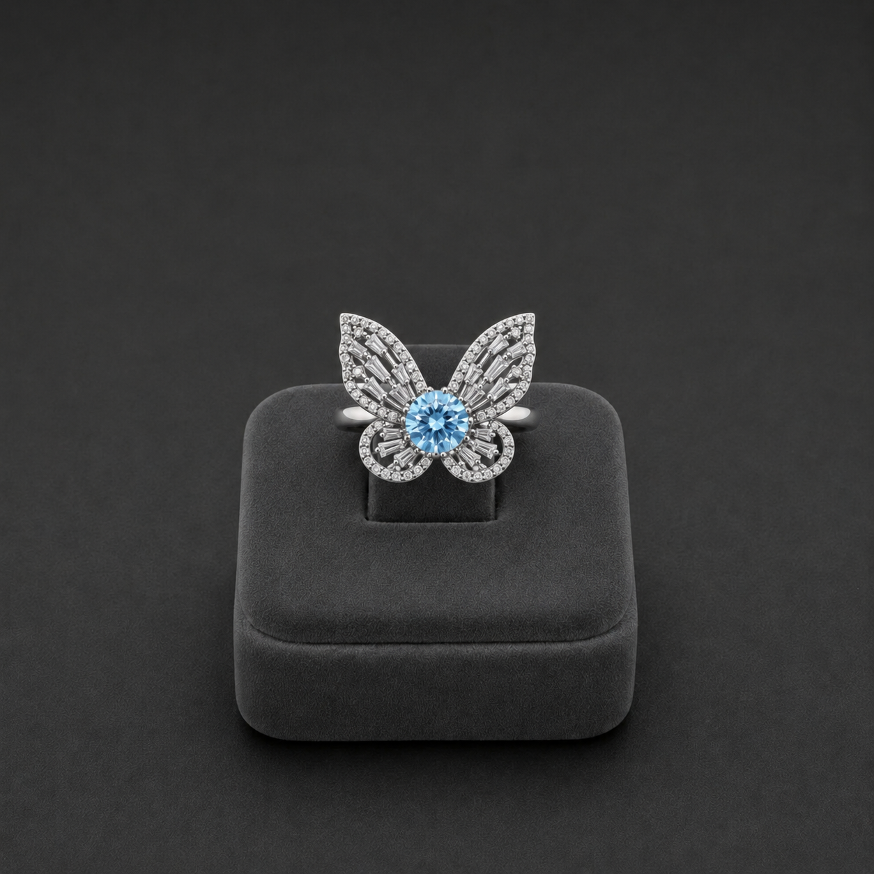 Azure Butterfly Moissanite Ring