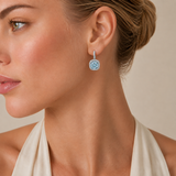 Azure Halo Drop Moissanite Earrings