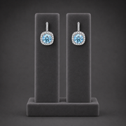 Azure Halo Drop Moissanite Earrings