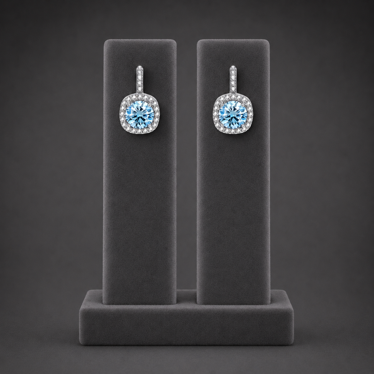 Azure Halo Drop Moissanite Earrings